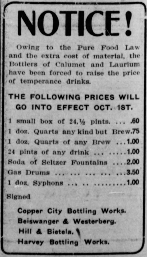 Newspaper ad - <i>The Calumet News</i>, 30 Sep 1910